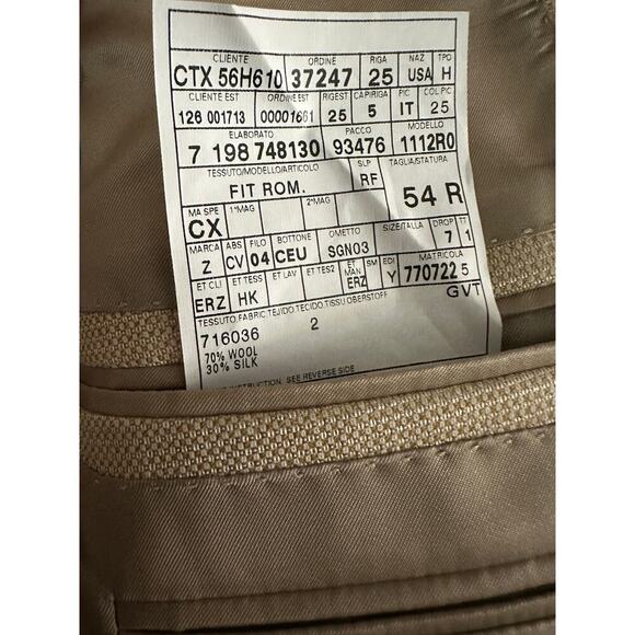 Ermenegildo Zegna Men's Beige Wool and silk Double Breasted Blazer Coat Size 54 - Picture 6 of 11